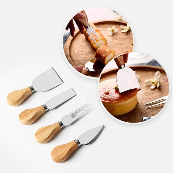 Conjunto Jogo P/ Cortar Queijo 4 Pçs Inox Kit Facas Espátula - Image 2