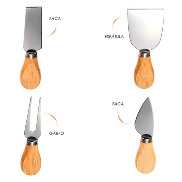 Conjunto Jogo P/ Cortar Queijo 4 Pçs Inox Kit Facas Espátula - Image 3