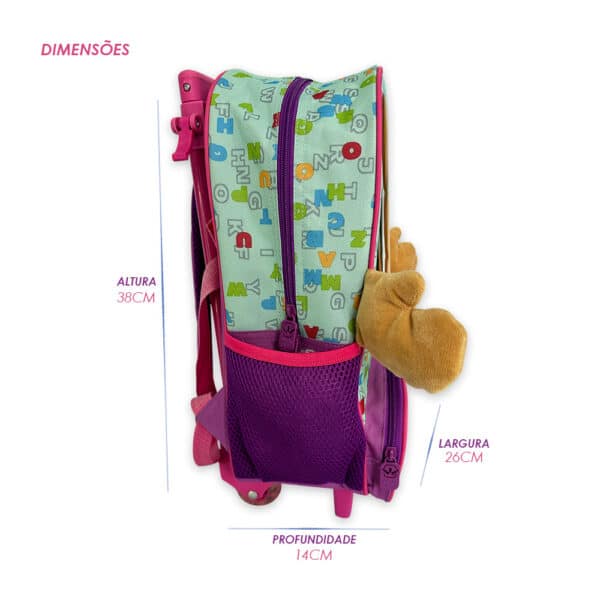 Mochila Infantil Escolar Rena Rodinha Rosa - Image 3