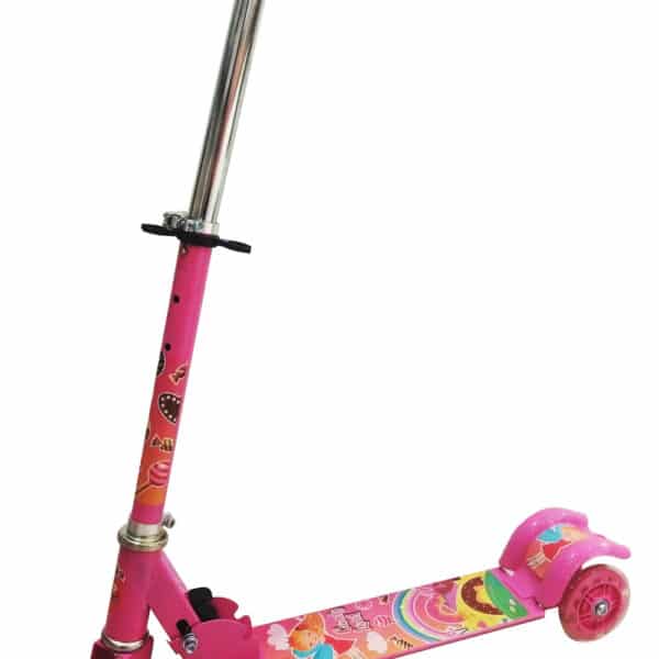 Patinete Infantil 3 Rodinhas com Luz Led e Freio Ajustável Até 50kg - ROSA - Image 2
