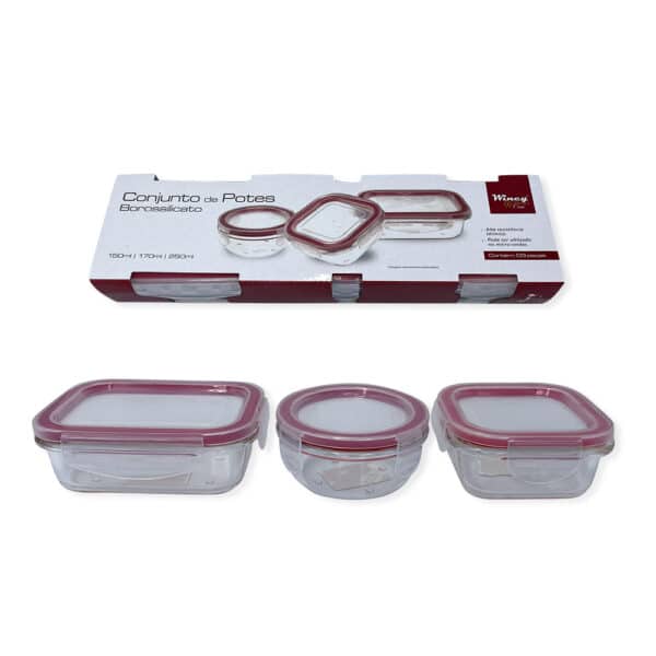Conjunto 3 Potes De Vidro Com Tampa Hermética 150ml/170ml/250ml - Image 2