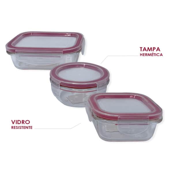 Conjunto 3 Potes De Vidro Com Tampa Hermética 150ml/170ml/250ml - Image 4