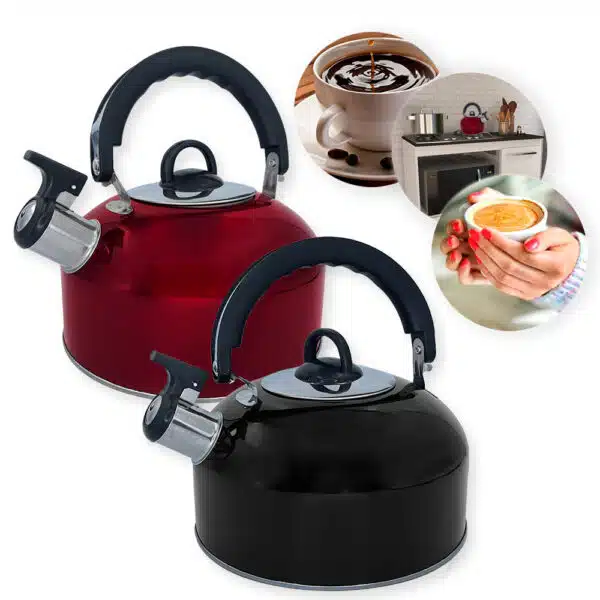 Chaleira Com Tampa E Apito Em Aço Inox 2 Litros - VERMELHA - Image 2