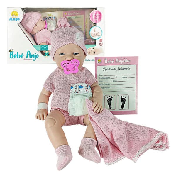 Boneca Anjo Com Roupinha Body e Acessórios