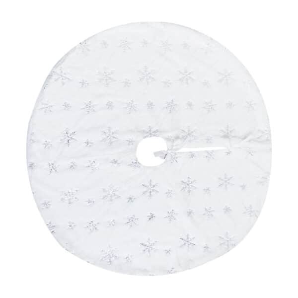 Saia para Árvore De Natal de Veludo Pelo Alto Branco Detalhes Prata Dourado 90cm - Image 5