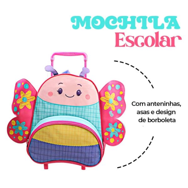 Mochila Infantil Com Rodinhas Borboleta - Image 3