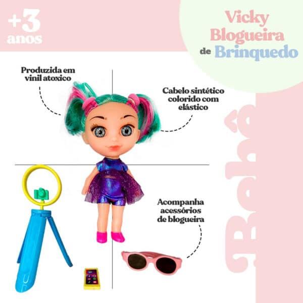 Boneca Vicky Blogueira Com Acessórios - Image 2