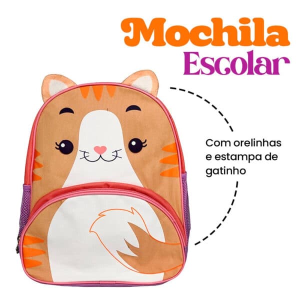 Mochila Infantil Com Alças - Gato - Image 2