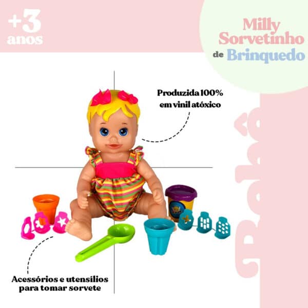 Boneca Milly Sorvetinho com Acessórios - Image 4