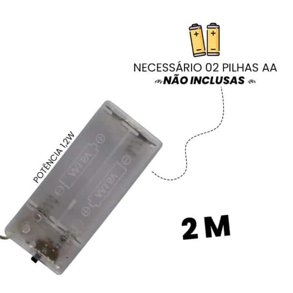 Pisca Pisca de LED Branco Fio de Fada de 2 Metros - Image 4