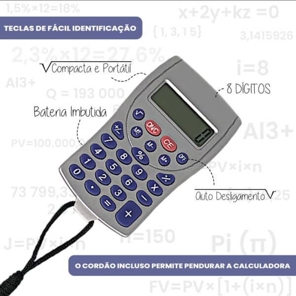 Calculadora Portátil de 8  Digitos com Cordão para Pendurar - Image 4