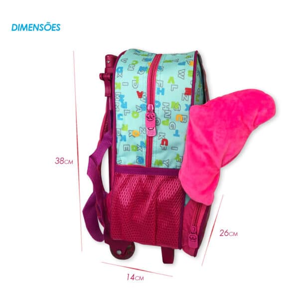 Mochila Infantil Escolar Borboleta Rodinha Rosa - Image 3