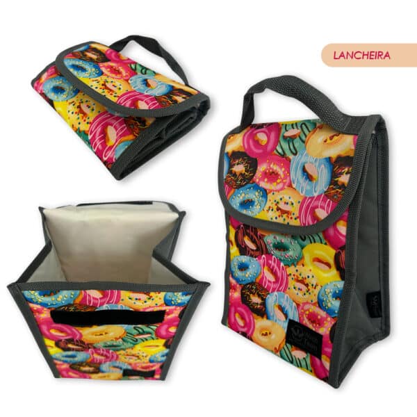 Mochila Escolar Donuts com Estojo e Lancheira 3 Peças - Image 4