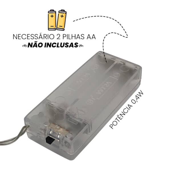Pisca Pisca Prendedor com 12 Prendedores de LED 2 Metros - Branco Quente à Pilha - Image 4