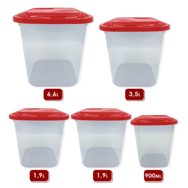 Kit Porta Mantimentos Com 5 Peças Uninjet - Vermelho - Image 3
