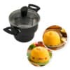 Cuscuzeiro Enjoy Antiaderente 14cm Com Tampa de Vidro - Cinza - Image 3