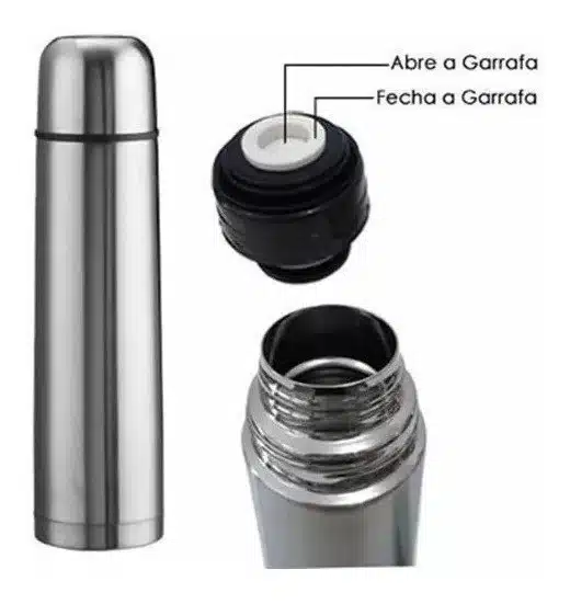 Garrafa Térmica Aço Inox 1 Litro Agua Quente e Gelada - Image 2