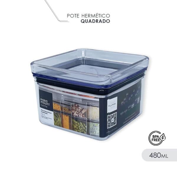 Pote Hermético Empilhável Quadrado Lumini Paramount 480ml - Image 2