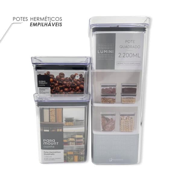 Pote Hermético Empilhável Quadrado Lumini Paramount 480ml - Image 6