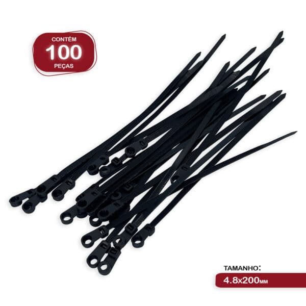 Cinta Plástica Fita Braçadeira Nylon Enforca Gato 3,8x20cm 100 Unidades - Image 3