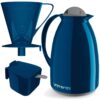 Kit Garrafa Termica Café Prático com Açucareiro com Colher e Suporte para Filtro - Azul - Image 2