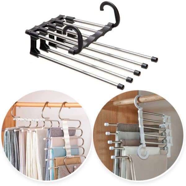 Cabide Para Calças Em Inox Com 5 Divisórias Multifuncional - Image 2