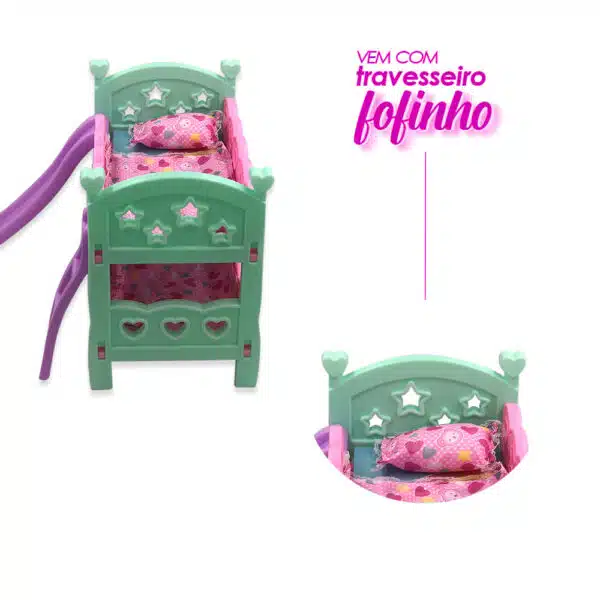 Berço de Brinquedo com Escorregador Rosa - Image 2