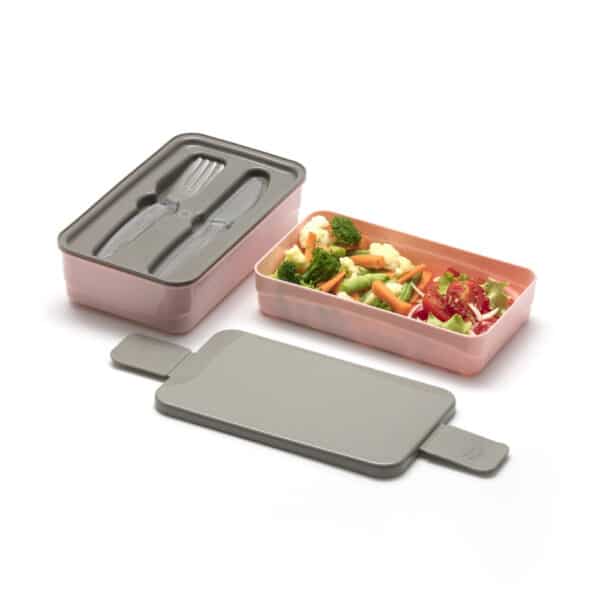 Marmita Prática Divisórias Organizadora Kit Com Talher - Rosa - Image 3