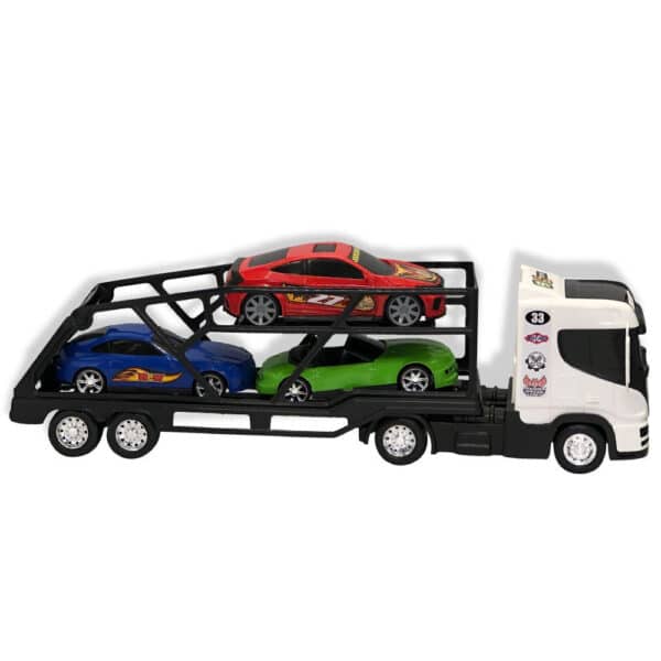 Caminhão Cegonheira Grande com 3 Carrinhos - Branco - Image 2