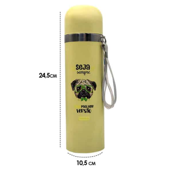 Garrafa Color Estampa Pet Inox 480ml - Amarelo - Image 4