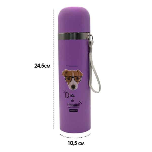 Garrafa Color Estampa Pet Inox 480ml - Roxo - Image 4