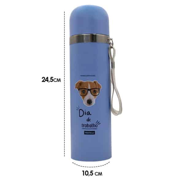 Garrafa Color Estampa Pet Inox 480ml - Azul - Image 4
