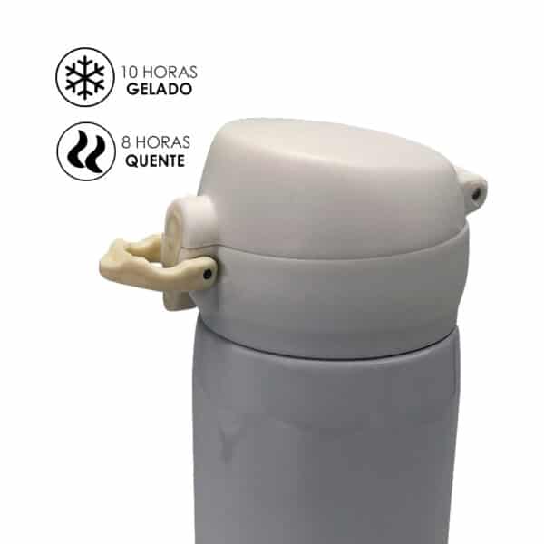 Garrafa Isotérmica 500ml com Tampa Plástica Fosca com Trava de Segurança - Branco - Image 3