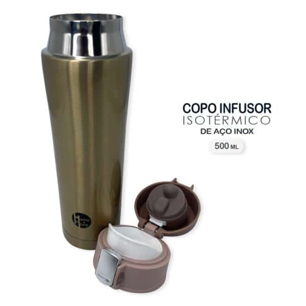 Garrafa Isotérmica com Tampa 500ml - Dourada - Image 3