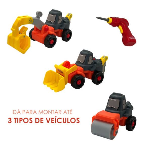 Kit Trator Escavadeira Guincho e Rolo 3 em 1 com Parafusadeira - Image 5