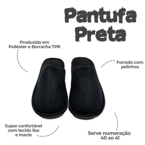 Pantufa Masculina Lisa Preta 40/41 - Image 6