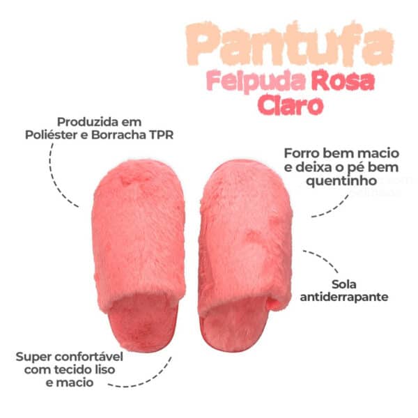 Pantufa Feminina Felpuda 40/41 Rosa - Image 5