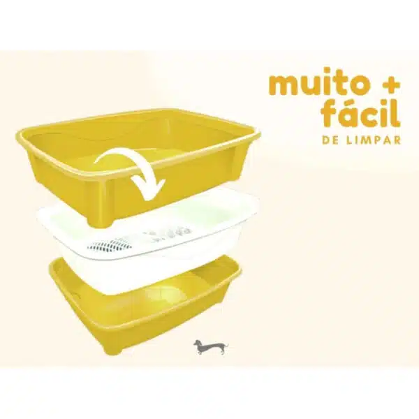 Banheira Caixa De Areia Higiênica Gatos 3 Peças Furacão Pet - ROSA - Image 2