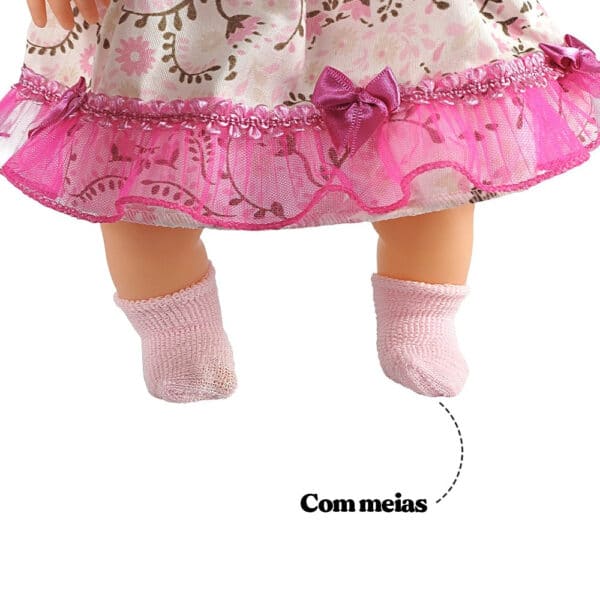 Boneca Anjos Baby Castanho Com Acessórios Mamadeira Chupeta e Sapatinhos - Image 4