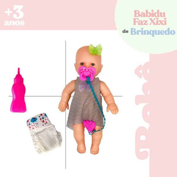 Boneca Babidu Faz Xixi na Fralda Quando Bebe Água e Acessórios - Image 2