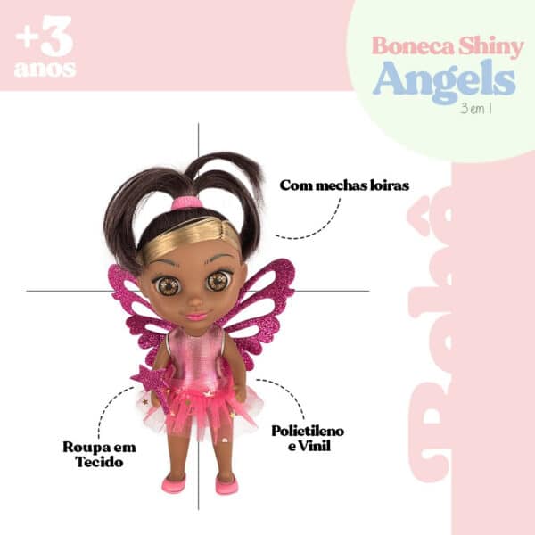 Boneca Shiny Angels 3 em 1 Sereia Fada e Bailarina - Image 6