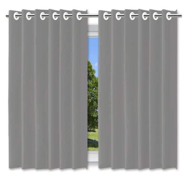 Cortina Blackout Pelicula C/Ilhos Cinza 200x140