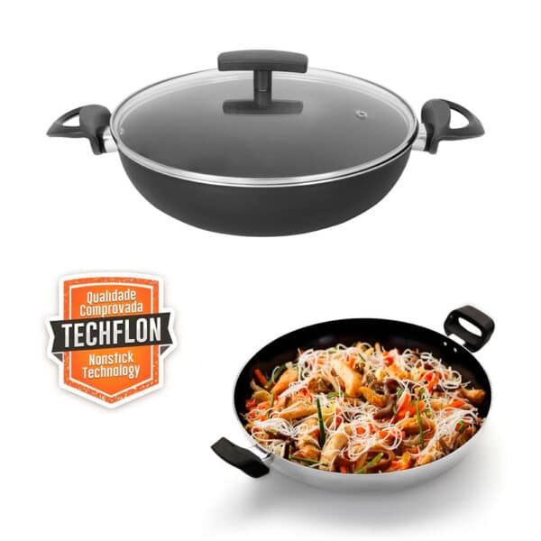 Panela Wok Antiaderente com Tampa Preta - Image 3