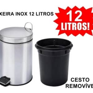 Cesto De Lixo 12 lts 100% Inox C/ Pedal Banheiro