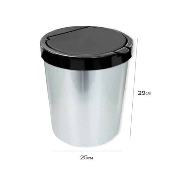 Lixeira Cesto 10 Litros Tampa Click Label Redonda Cor Prata Inox - Image 4