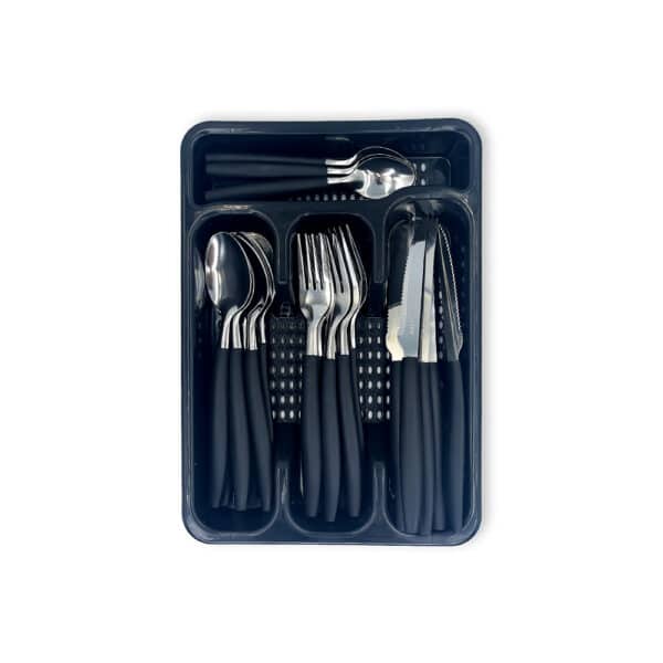 Jogo De Talheres Faqueiro Aço Inox Com Gaveteiro - Preto - Image 2