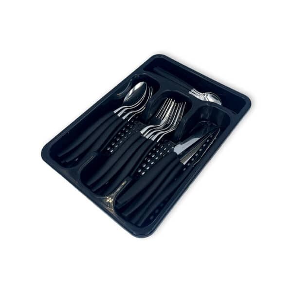 Jogo De Talheres Faqueiro Aço Inox Com Gaveteiro - Preto - Image 4