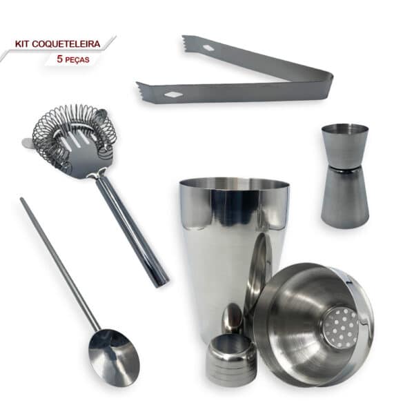 Kit Bar 5pçs Coqueteleira Profissional Aço Inox 550ml Caipirinha - Image 6