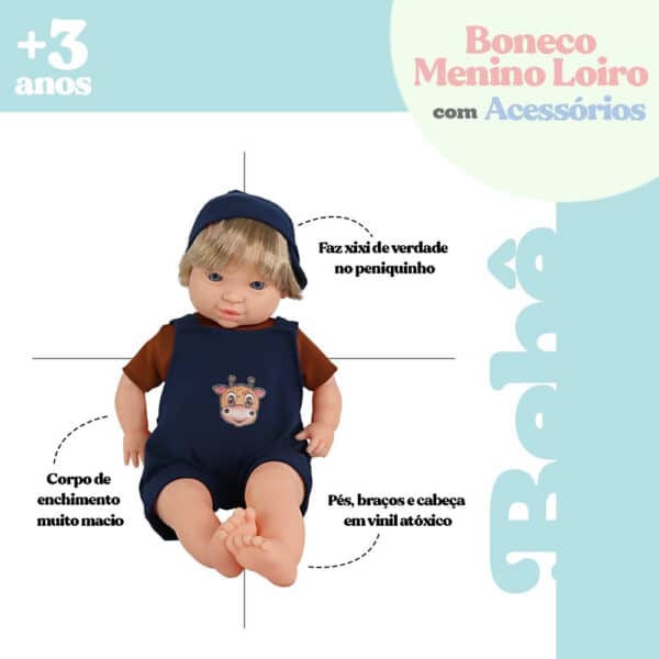 Boneco Menino Loiro Babycinos Com Acessórios - Image 6