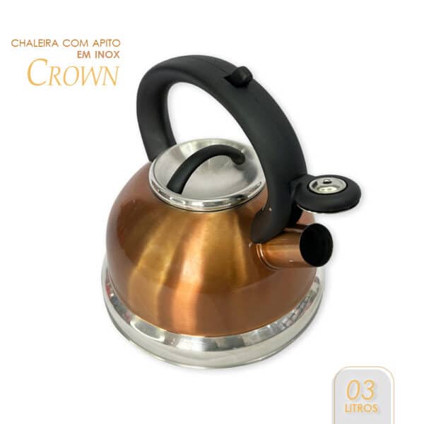 Chaleira Inox  Com Apito Crown Gold 3 Litros - Gold - Image 2